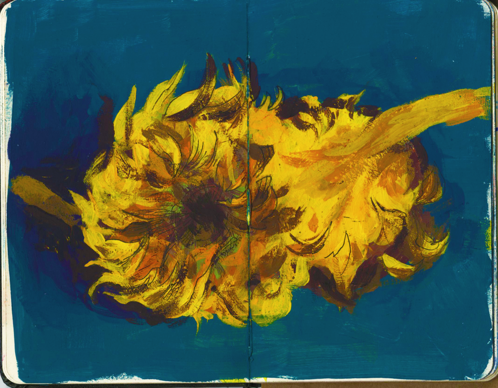 study of van gogh sunflower by dasha egudkina