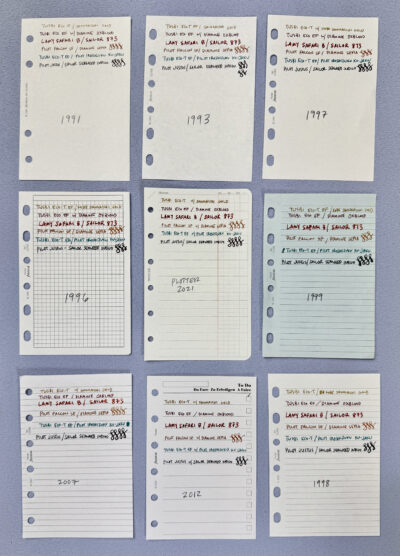 filofax and plotter insert pages with pen tests