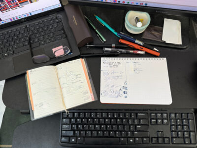 pagem diary and colorverse nebula notebook on desk