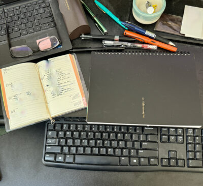 pagem diary and mnemosyne notebook on desk